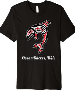 Native American Ocean Shores WA Red Orca Killer Whale Premium T-Shirt