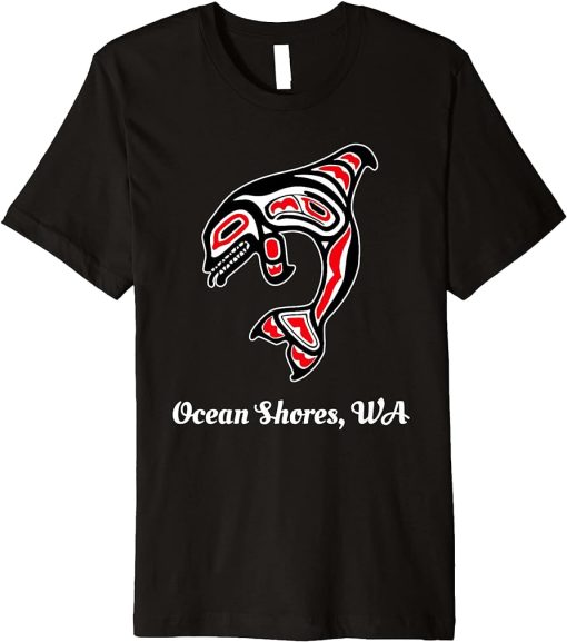 Native American Ocean Shores WA Red Orca Killer Whale Premium T-Shirt