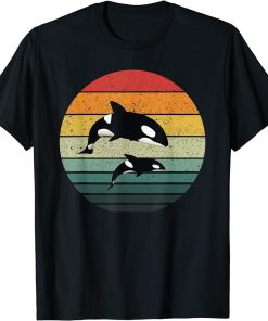 Orca Family Vintage Retro Art, Killer Whale Family T-Shirt