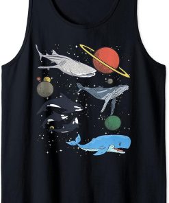 Galaxy Space Whale Shark Beluga Humpback Ocean Orca Whale Tank Top