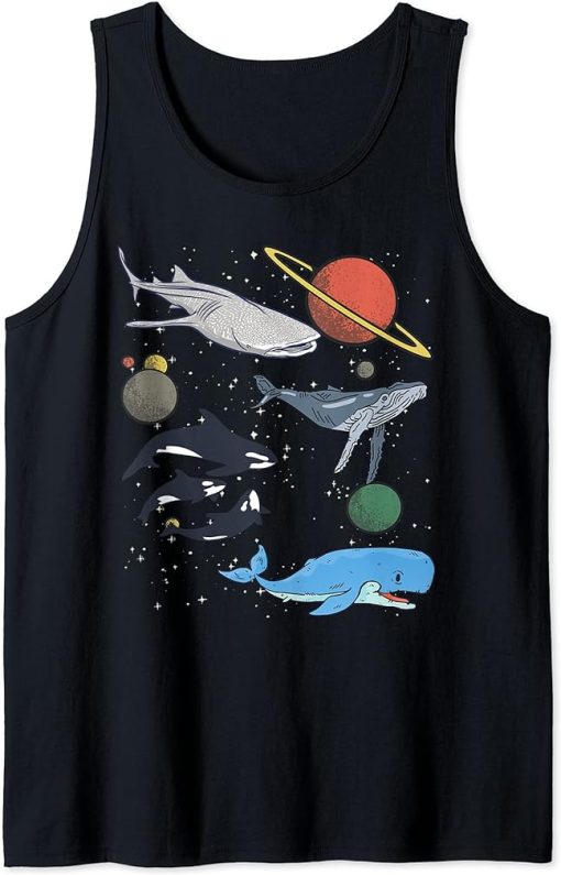 Galaxy Space Whale Shark Beluga Humpback Ocean Orca Whale Tank Top